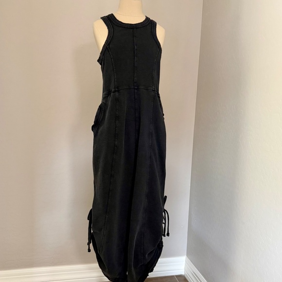 Anthropologie Daily Practice "Horizon Wide-Leg Black Knit Jumpsuit" Size Medium - Picture 7 of 13
